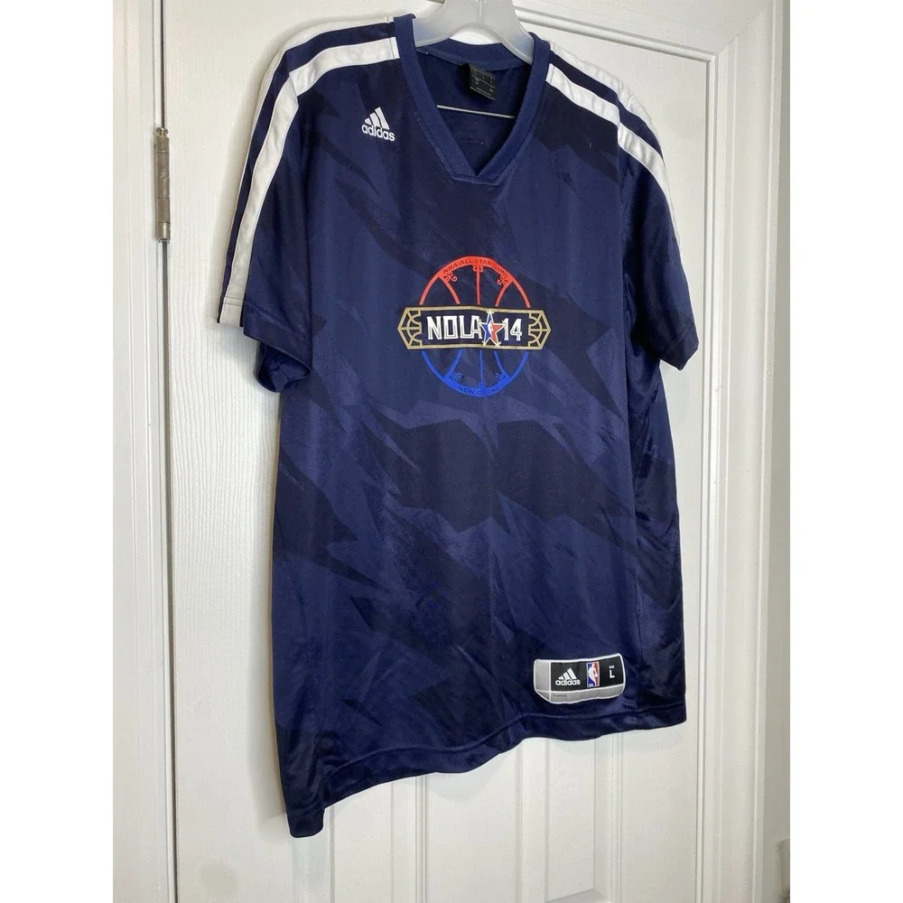 Adidas Men's NBA All Star Nola 2014 Pullover Jersey Shirt Blue Size Large *Read*